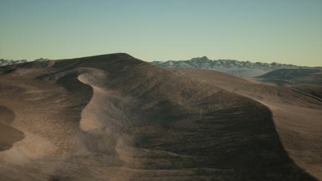 Aerial-view-on-big-sand-dunes-in-Sahara-desert-at-sunrise